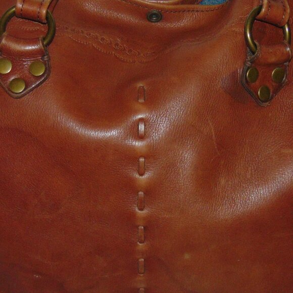 LUCKY BRAND LEATHER TOOLED BRAIDED TOTE - Picture 7 of 10